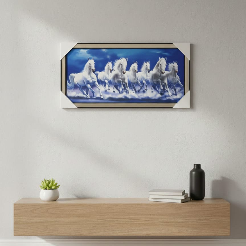 White Horses Running Wall Art Frame | Home & Office Decor